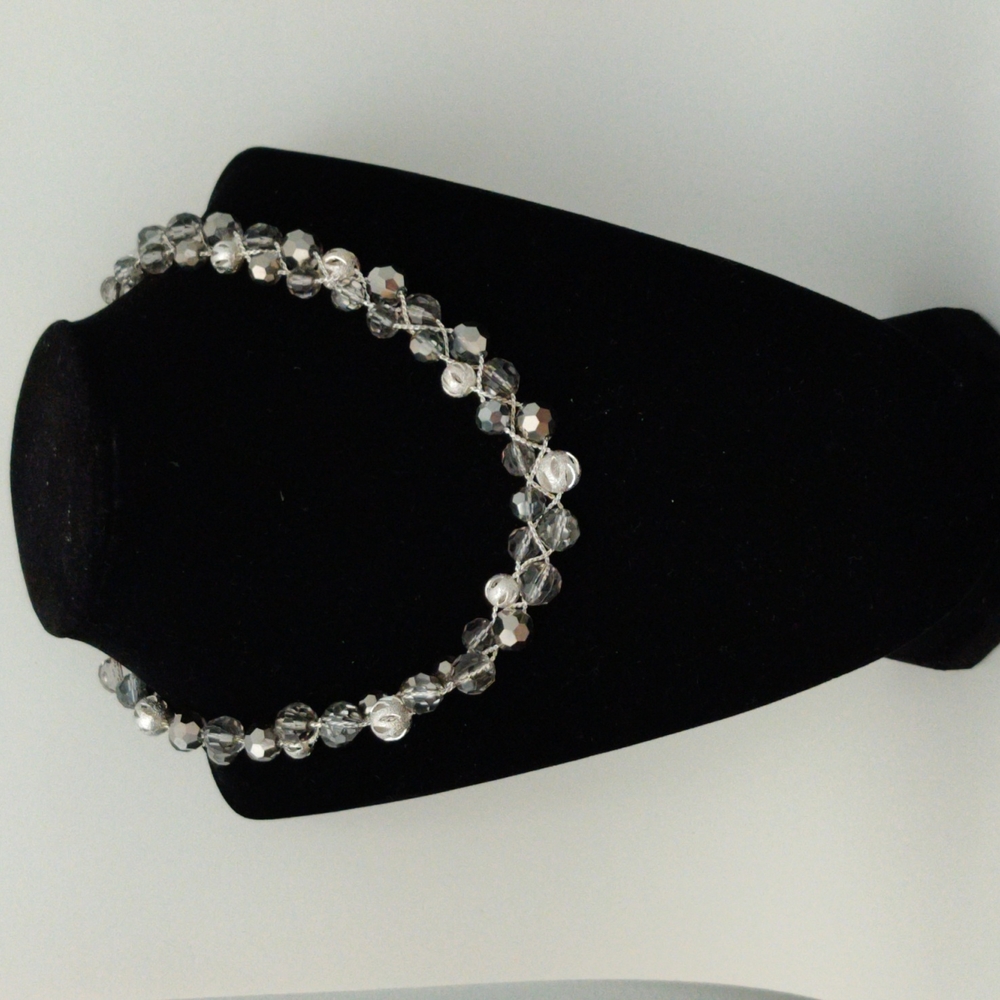 Grey and silver tone bead bib necklace. NWOT